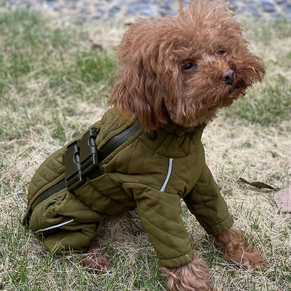 Warm Dog Vest Reflective Coat Windproof Winter Jacket for Pet Dogs Green