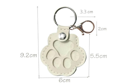4Pcs Pet Paw Shaped Key Chain Pet Fur Key Chain Pet Memorial Gift Key Ring-White