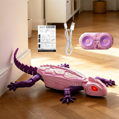 Remote Control Wall Climbing Gecko Toy with LED Lights - Pink