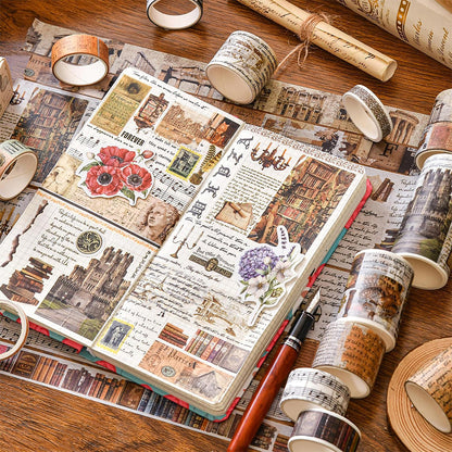 18 Rolls Vintage Washi Tape Set Writable Tapes for Scrapbooking Junk Journal supplies-Memory