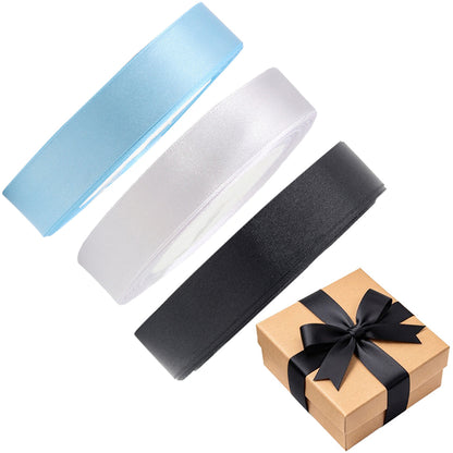 3 Rolls 22M Double Sided Polyester Satin Ribbon Christmas Gift Wrapping Decorative