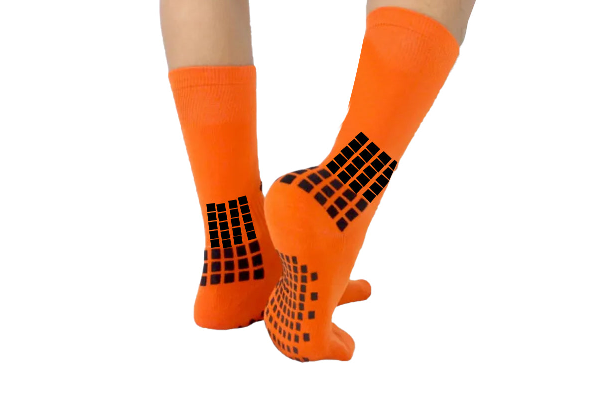 Anti Slip Non Slip Grip Yoga Socks Men Grip Skid Sport Socks-Orange