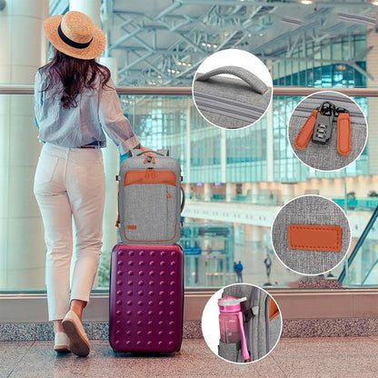 Travel Laptop Backpack Carry on Luggage Bag with 3 Packing Cubes and Shoe Bag Grey