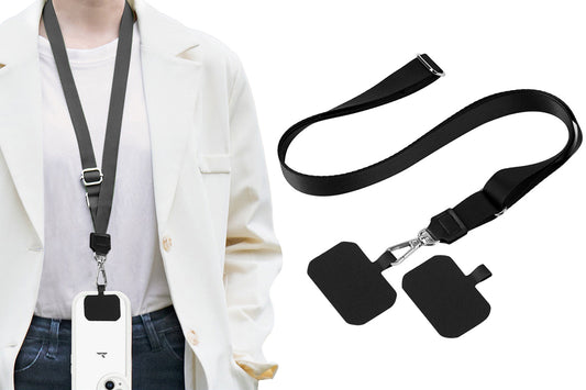2Pcs Universal Phone Lanyard Adjustable Crossbody Cell Phone Strap-Black
