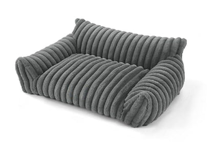Cat Couch Bed Fluffy Pet Sofa with Removable Washable Cover Non-Slip Bottom -Dark Grey