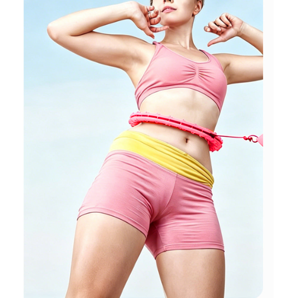 32 Section Detachable Weighted Hula Hoop Adjustable 26 to 58 Inches-Pink