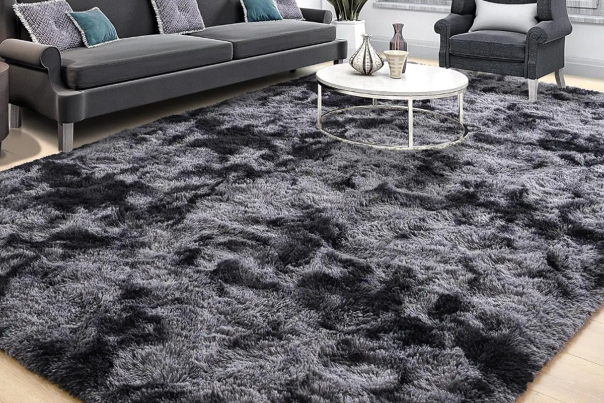 Plush Area Rug Soft Fluffy Carpet - Black