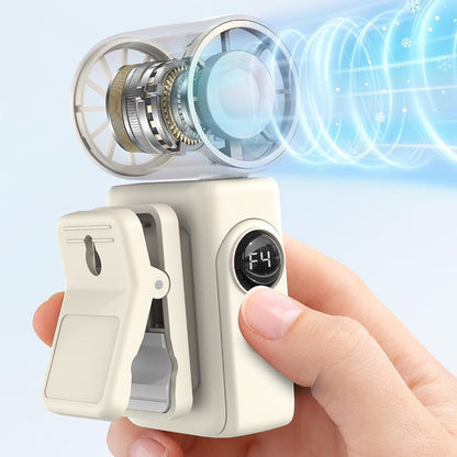 Clip On Handheld Turbo Fan with LED Display 4 Speeds and 180 Degree Tilt - White