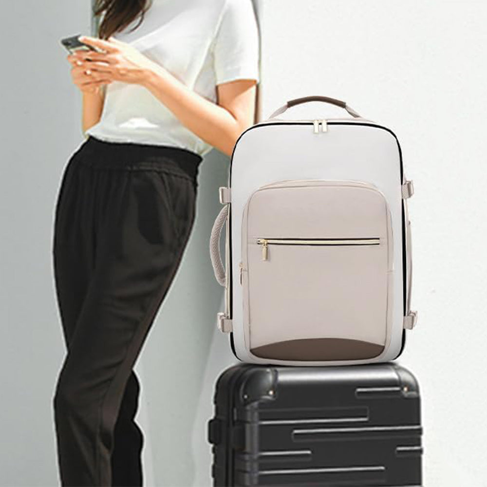 40L Travel Backpack for Men & Women Waterproof Carry-On Bag with 3 Storage Pockets Khaki