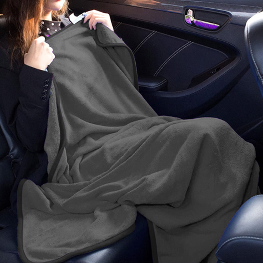2-in-1 Travel Blanket Pillow PortableThrow Blanket for Camping Picnic Gray