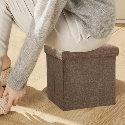 Foldable Storage Ottoman Shoe Bench with Thick Foam Lid - Coffee