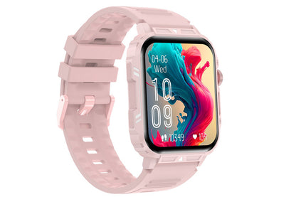 Military Smart Watch 1.95-Inch Fitness Tracker with Heart Rate Sleep Monitor 100 Sports Modes Activity Tracker-Pink