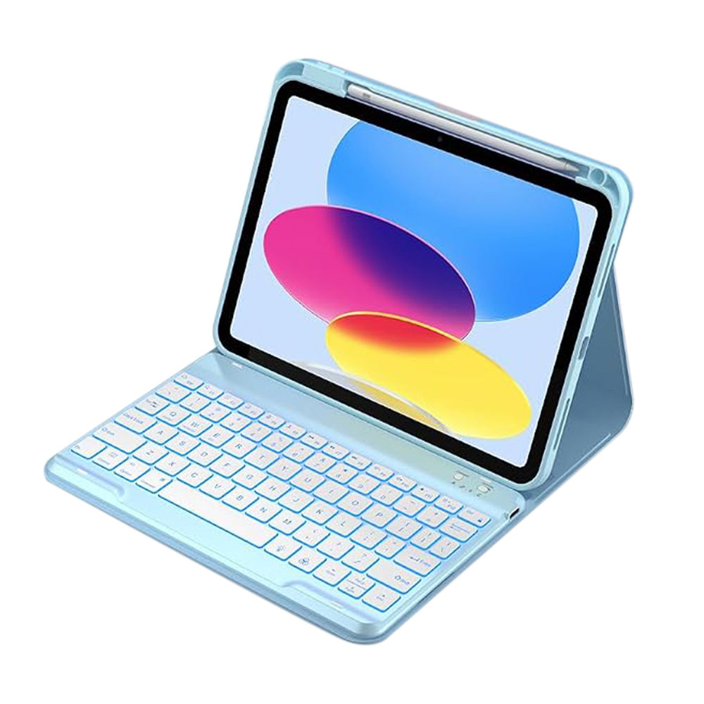 Bluetooth Keyboard Case for iPad 11th 10th Gen A16 Backlit Cover-Blue