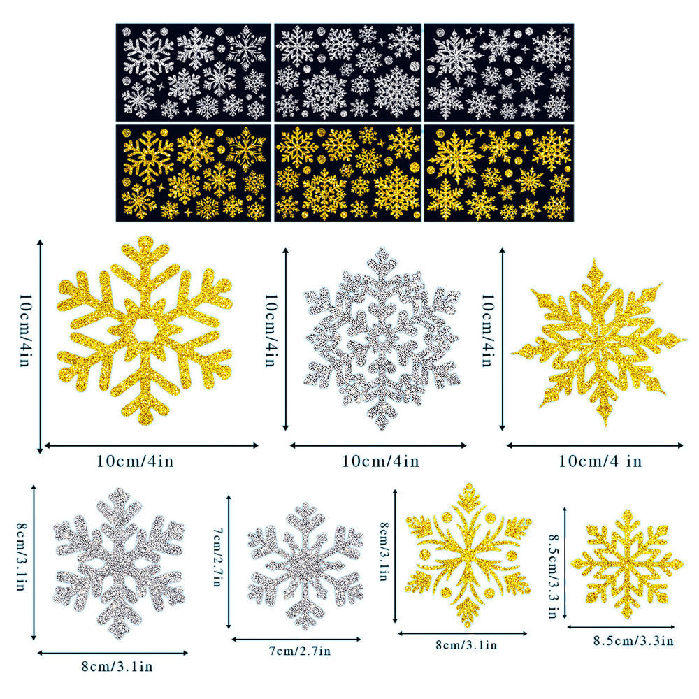 Christmas Window Clings ¨C Snowflakes Static Stickers in Gold and Silver for Holiday Decorations Style 3