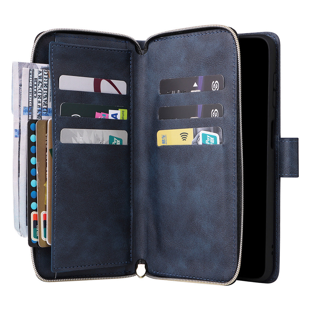 Wallet Leather Flip Cover for Samsung S26 Series with Card Slots Kickstand-Blue