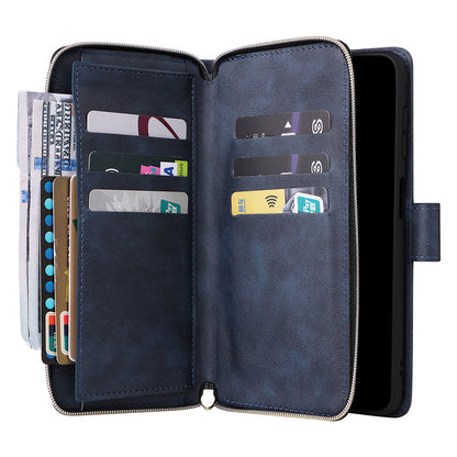 Wallet Leather Flip Cover for Samsung S26 Series with Card Slots Kickstand-Blue