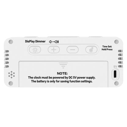 Small Digital Alarm Clock with 6 Dimmers and 5 Alarm Volumes for Bedrooms-White