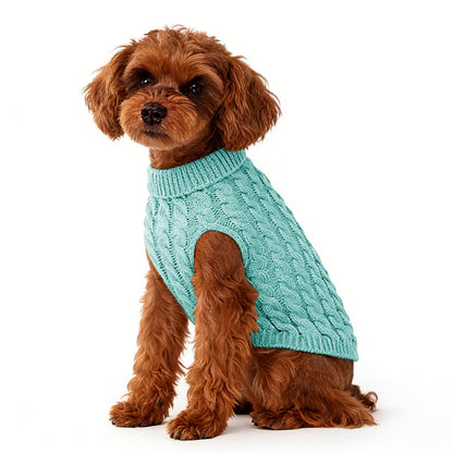 Puppy Dog Jumper Winter Warm Knitted Sweater Pet Clothes for Small Dogs Coat -Blue