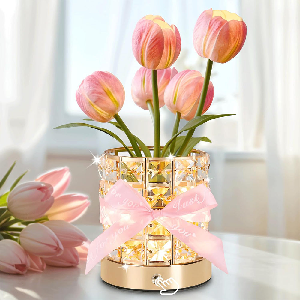 Tulip Flower Lamp Valentine¡¯s Day Gifts 3 Color Dimming Night Light -Pink