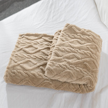 Flannel Throw Blanket Soft Fuzzy Cozy Warm Blanket Air-conditional Blanket Khaki
