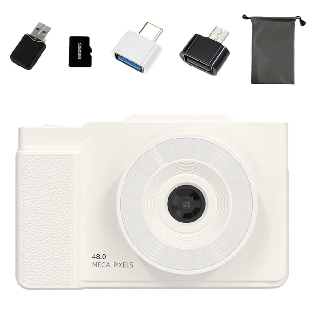 16X Zoom Digital Camera 180 Degree Flip Screen Autofocus Video Camera with 32G Memory Card White