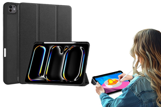 Shockproof Slim Protective Cover For iPad Pro 13 Inch With Pencil Holder-Black