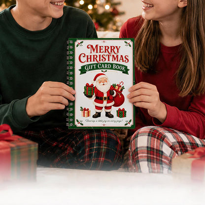 Christmas Gift Card Book Coil Bound Card Holder Book - Santa