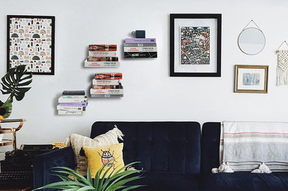 Wall Mounted Invisible Floating Bookshelf Book Display Black