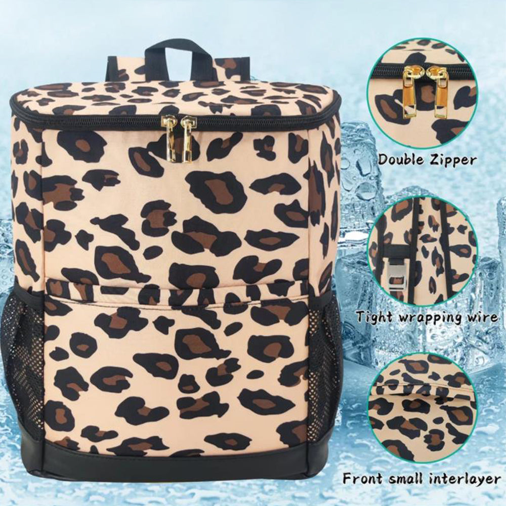 Cooler Backpack Insulated Backpack Leak-proof Cooler Bag for Camping Fishing Lunch Picnic Leopard Color