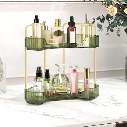 2-Tier Bathroom Corner Counter Organizer Countertop Vanity Rack Kitchen Spice Holder Green