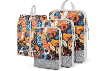 4 Pcs Travel Packing Cubes Set Space-Saving Expandable Compression Packing Cubes -Blueberry