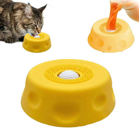 Dog Licking Bowl Slow Feeder Bowls for Yogurt Liquid Treat Interactive Dog Toys-Yellow