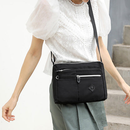 Multi-Pocket Crossbody Bag for Women Water Resisant Shoulder Bag Messenger Bag Casual Nylon Purse Handbag Black