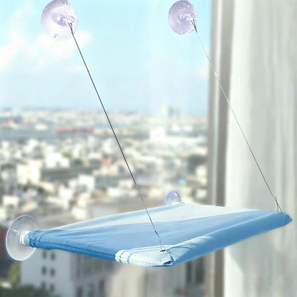 Strong Suction Cup Cat Window Hammock Breathable Mesh Cat Bed for Glass Window-Blue