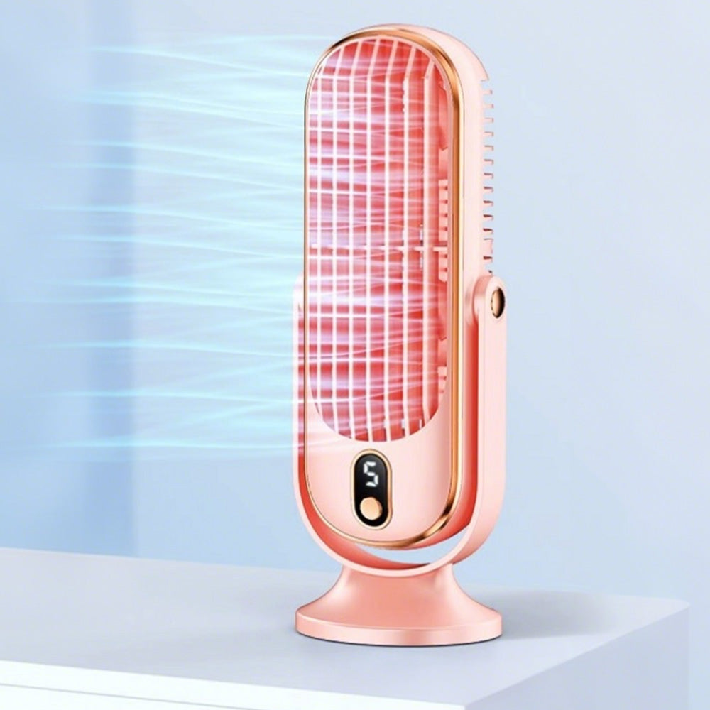 Wireless Cooling Table Fan Portable Tower Fan With 5 Speeds And 720 Degrees Oscillation-Pink