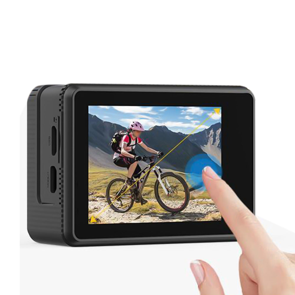 8K 30FPS Action Camera with Waterproof Case Dual Screens and EIS Stabilization