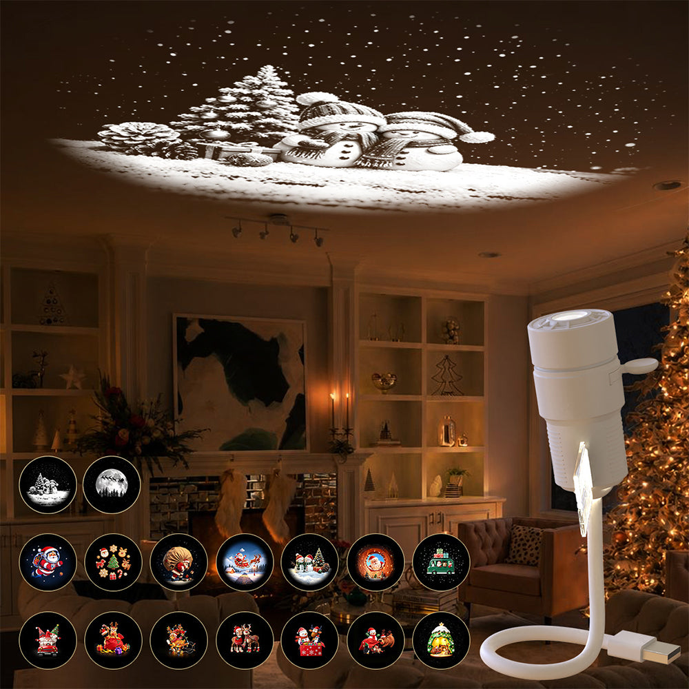 Christmas USB Projector Light with Slides Night Light Projector with 16 Slides
