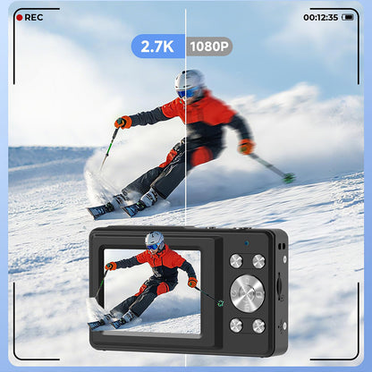 4K Digital Camera Dual Screen Selfie Camera for Vlogging - Black