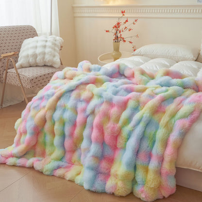 Bubble Tie Dye Throw Blanket Soft Cozy Microfiber Lightweight Warm for Couch-Mixed