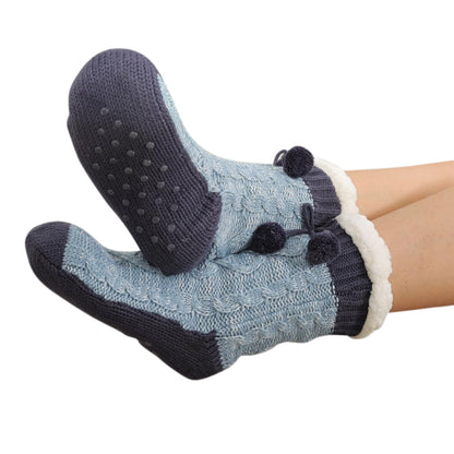 Womens Slipper Fuzzy Grip Socks Fluffy Winter Warm Thermal Grip Socks-Blue