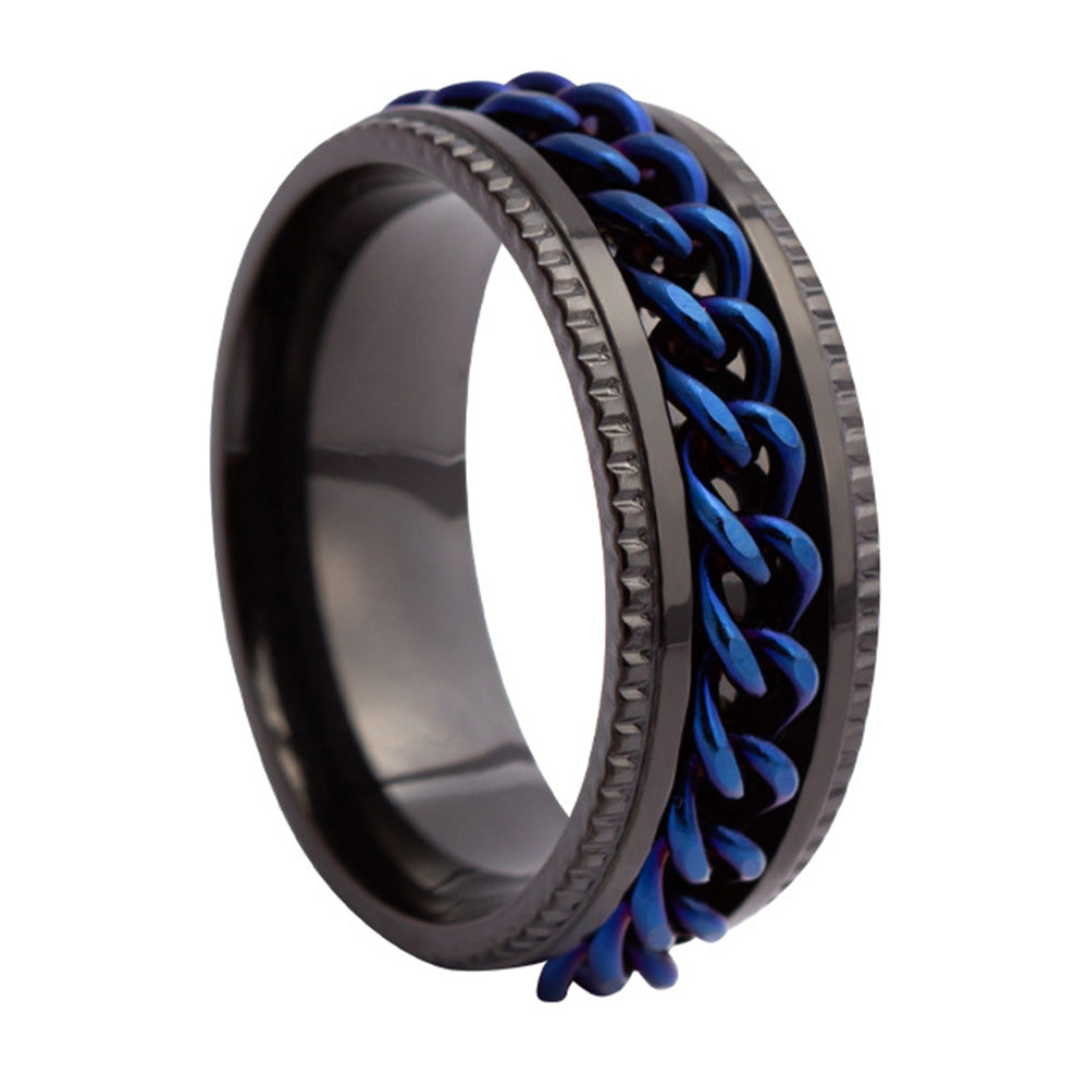 Fidget Spinner Ring for Anxiety Relief Stainless Steel for Adults & Teens Black and Blue
