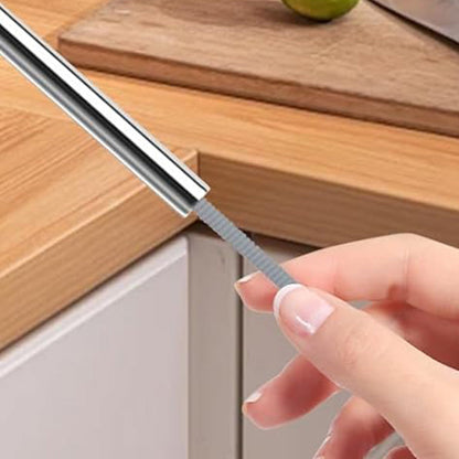 2Pcs Silicone Straw Cleaner Brushes Reusable Straw Cleaner with Bendable Steel Core Gray