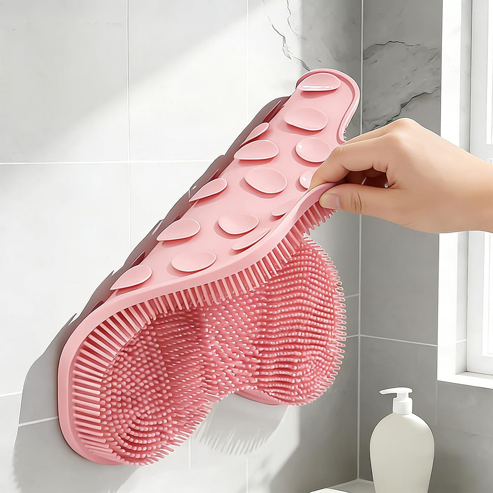 Non Slip Suction Back and Foot Cleaning Mat for Showers - Pink