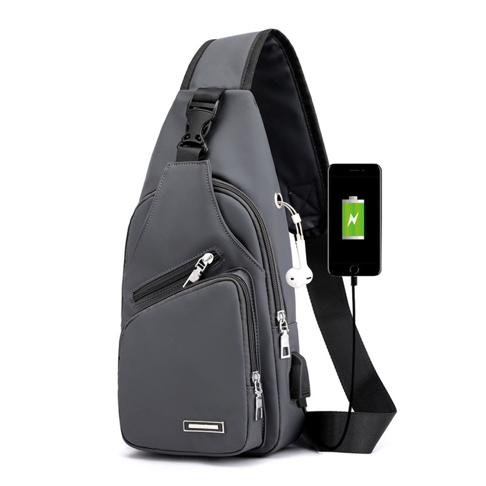 Men Chest Bag Shoulder Backpack Cross Body Satchel Travel Sling   Bag Grey