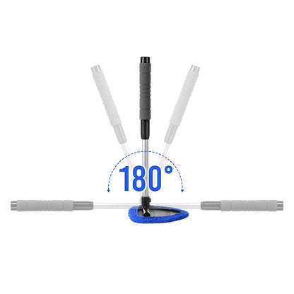 Extendable Windshield Cleaning Tool Set Car Window Microfiber Cleaner with 4 Replacement Microfiber Pads Blue