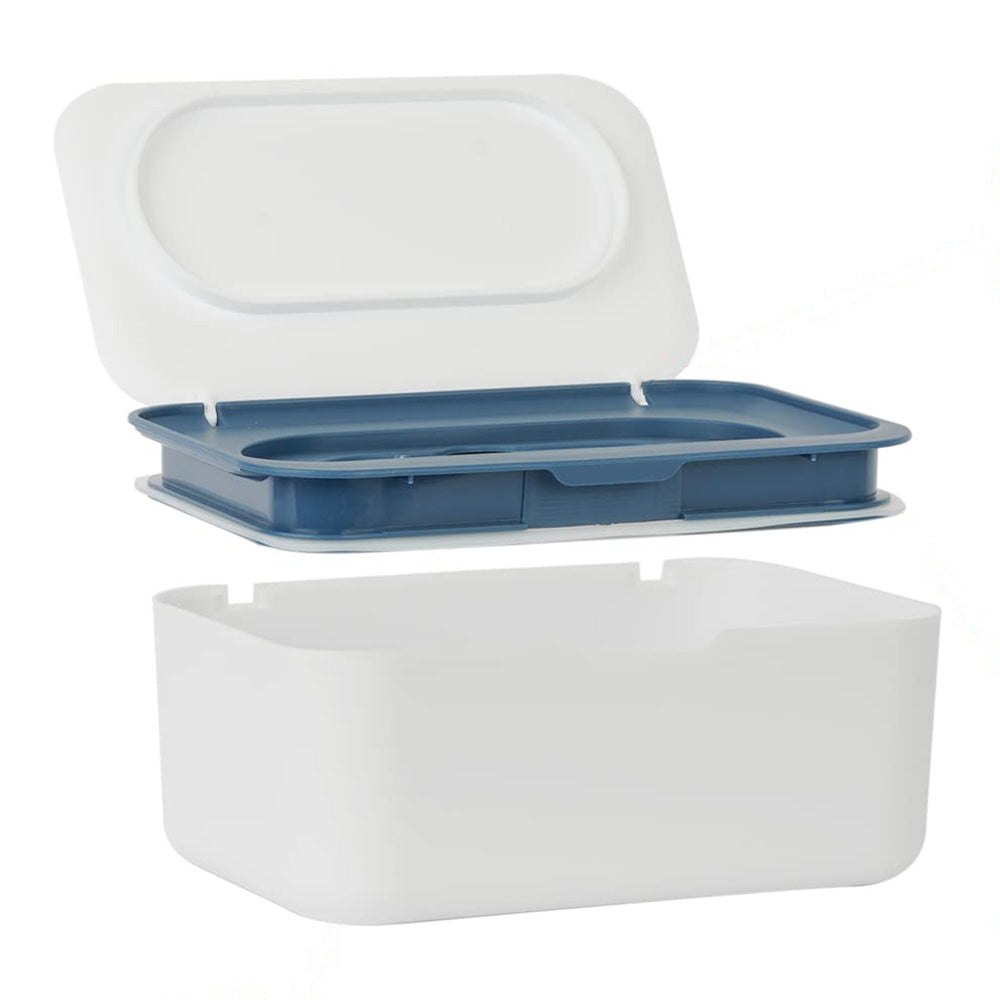 Wipes Dispenser Wipes Tissue Storage Case With Lid Refillable Wipe Holder-Blue