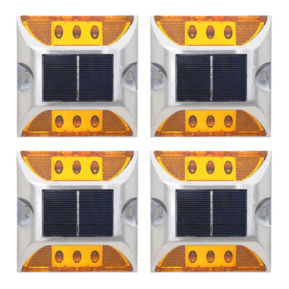4 Piece Solar Deck Lights for Roadway Driveway - Yellow