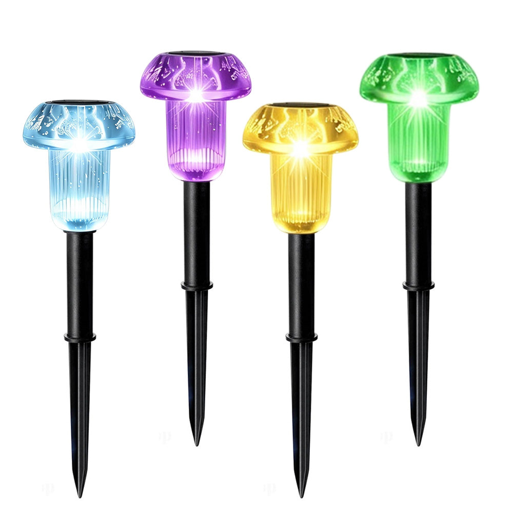 4 Piece Solar Mushroom Rhinestone Ground Stake Lights - Mixed Color