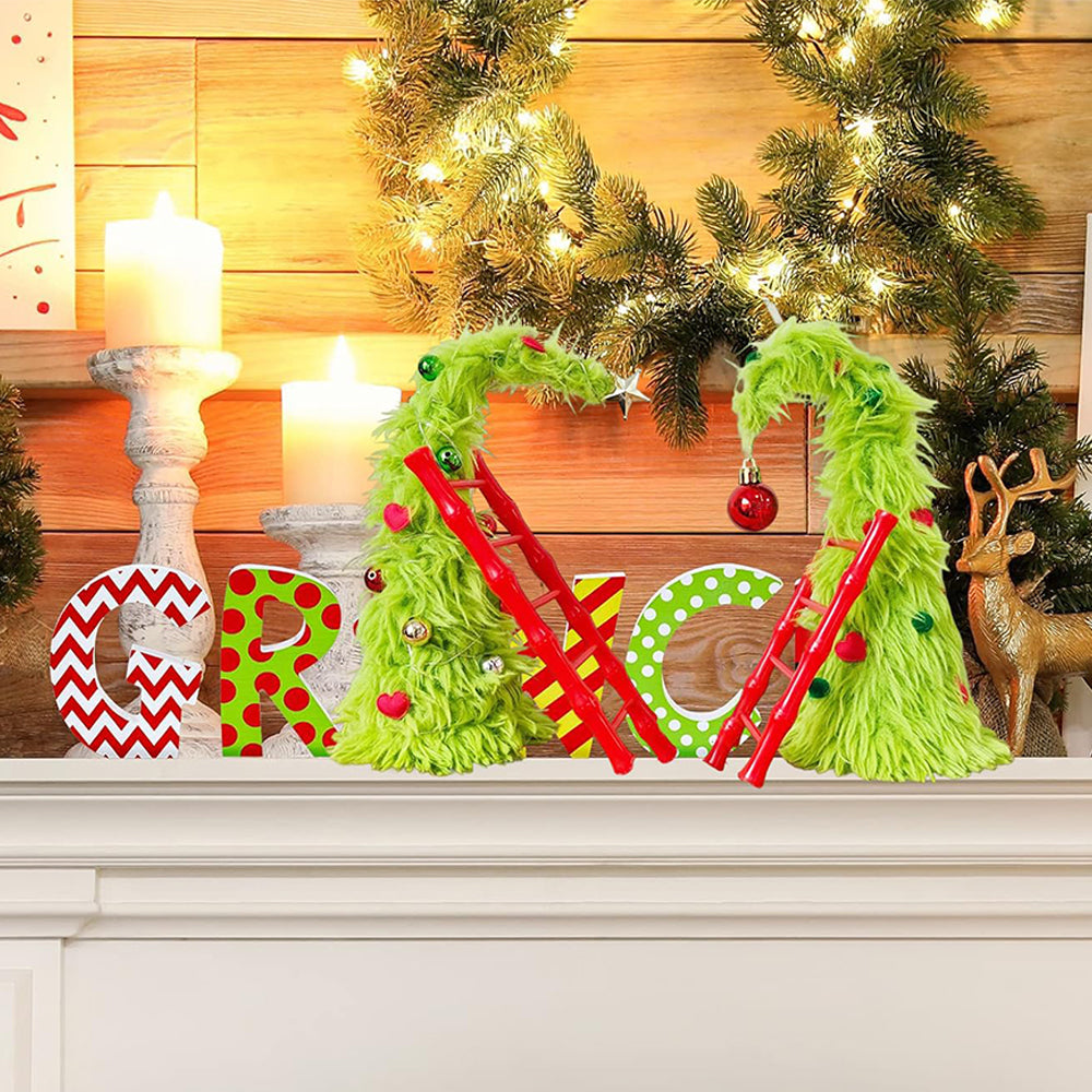2 Piece Bendable Desktop Christmas Tree with Lights and Mini Ladder