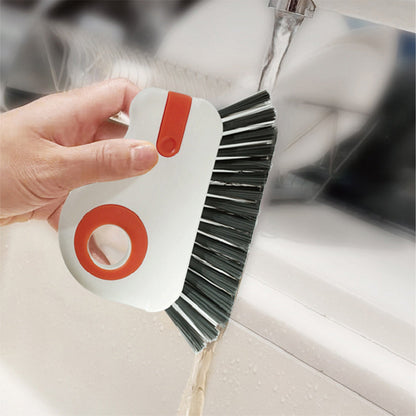 2-in-1 Groove Crevice Cleaning Brush Window Track Cleaning Tool with Hidden Scraper Orange